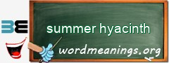 WordMeaning blackboard for summer hyacinth